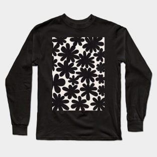 Black Flowers Pattern Long Sleeve T-Shirt